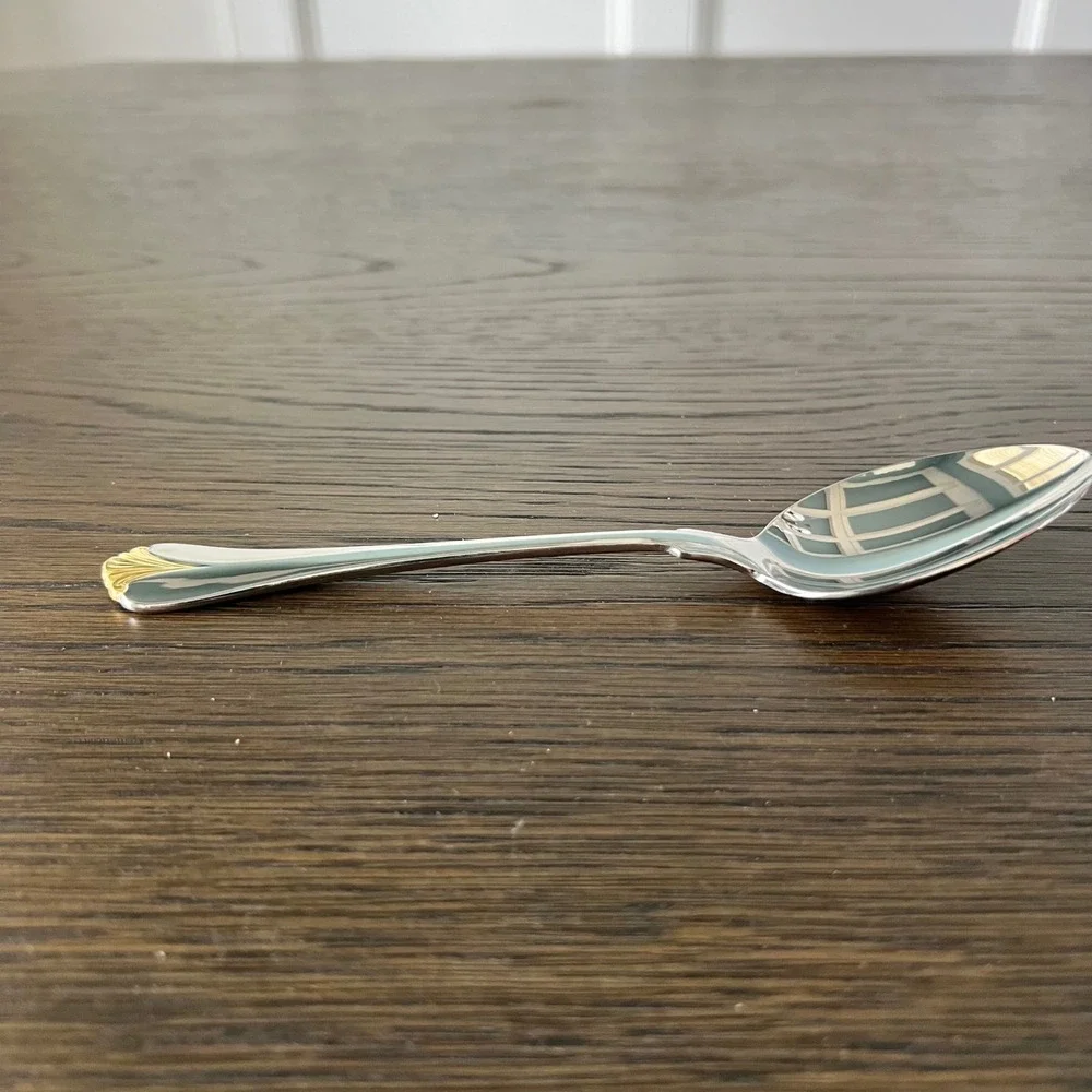 Yamazaki Cara Gold Accent Teaspoon 18/8 Stainless‎ Steel Japan Shell Tip NEW